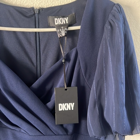 Modest Navy Blue DKNY Sweetheart Neckline mother of bride Maxi Formal Dress sz 6 - Picture 5 of 5